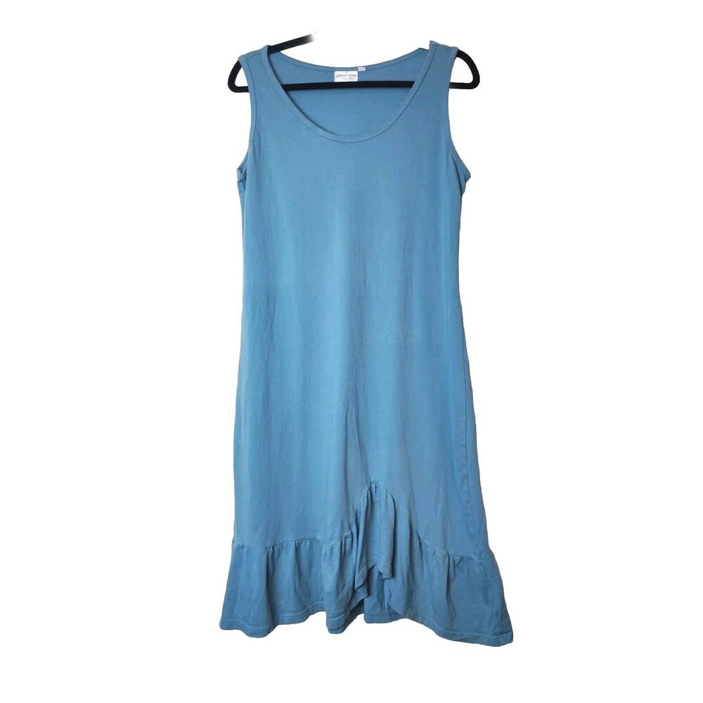 Prairie Cotton USA Dress Womens Small Blue Sleeveless Made In USA‎ Ruffle Hem